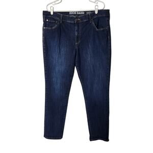 Eddie Bauer Blue Dark Denim Stretch Mid Rise Slim Boyfriend Jeans Plus Size 16